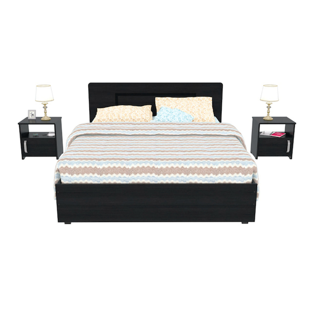 Combo Cama y Mesas de Noche Double Life Wengue 151x81.2cm para Cama Doble 140x190cm - CAMAS | Bylmo