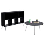 Combo Biblioteca Pop Negro 120x120cm Con Mesa De Centro Redonda Tik