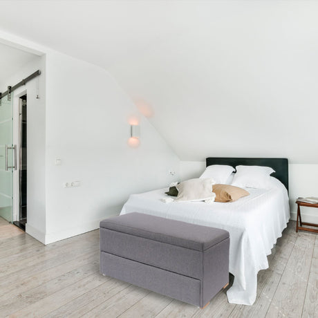 Banqueta Ibex Gris 100x46cm con Zapatero - Sofas y Poltronas | Bylmo