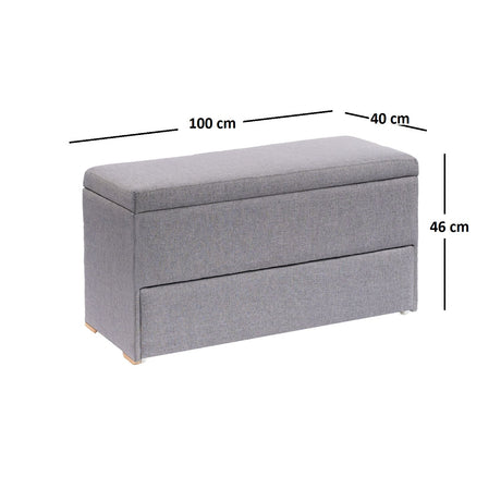 Banqueta Ibex Gris 100x46cm con Zapatero - Sofas y Poltronas | Bylmo