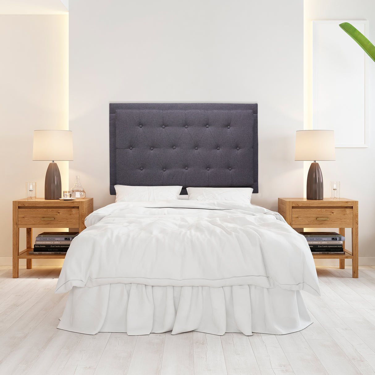 Cabecero Flotante Kaser Gris Oscuro 140x60cm Para Cama Doble - Cabeceros | Bylmo