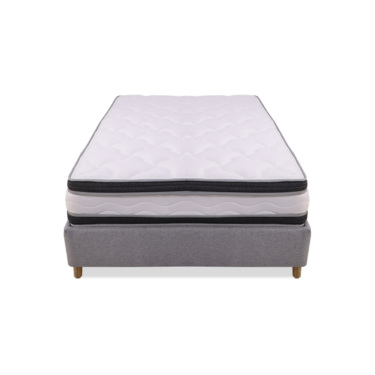 Combo Base Cama y Colchón Blaser Gris Claro 120x190cm Semidoble - Camas | Bylmo