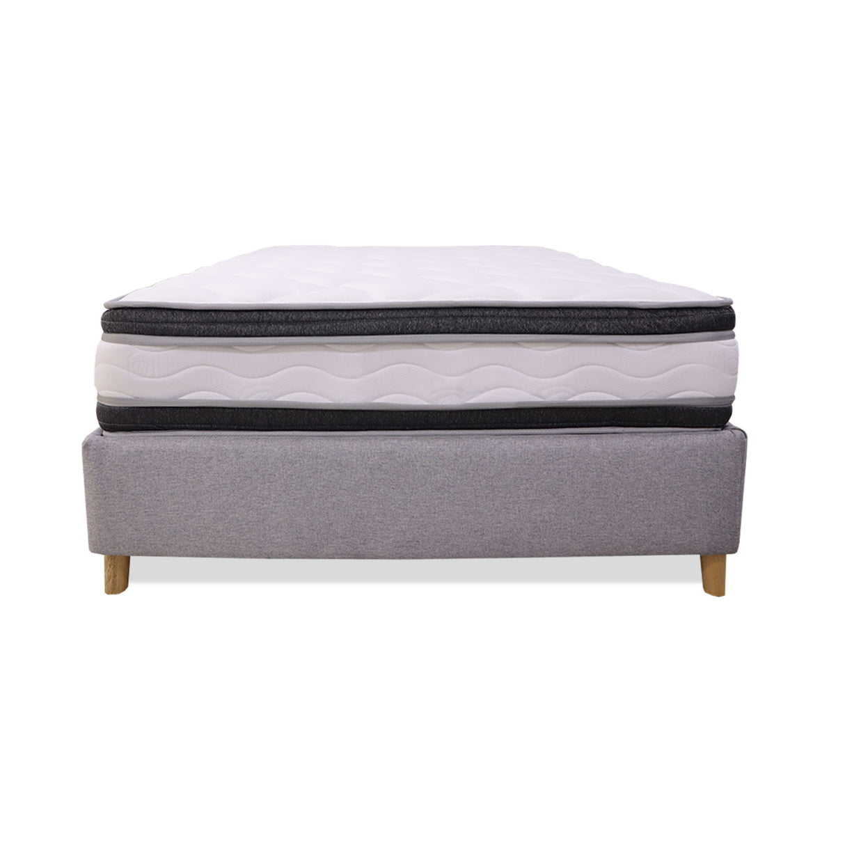 Combo Base Cama y Colchón Blaser Gris Claro 120x190cm Semidoble - Camas | Bylmo