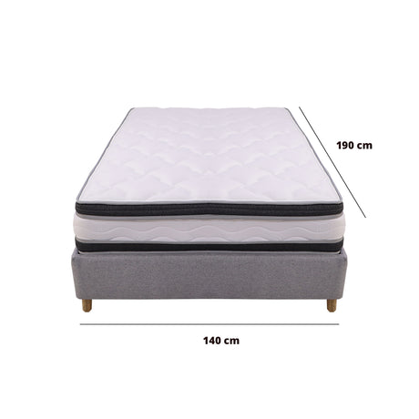 Combo Base Cama y Colchón Blaser Gris Claro 140x190cm Doble - Camas | Bylmo