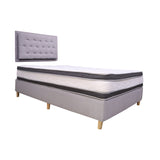 Combo Base Cama y Colchón Blaser Gris Claro 140x190cm Doble con Espaldar - Camas | Bylmo