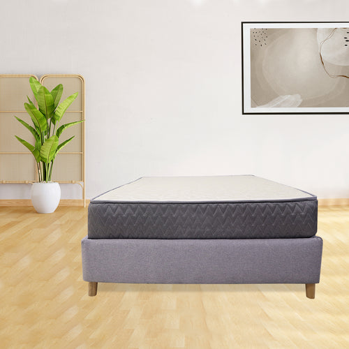 Combo Base Cama Y Colchón Tanner Gris Claro 100x190cm Sencillo