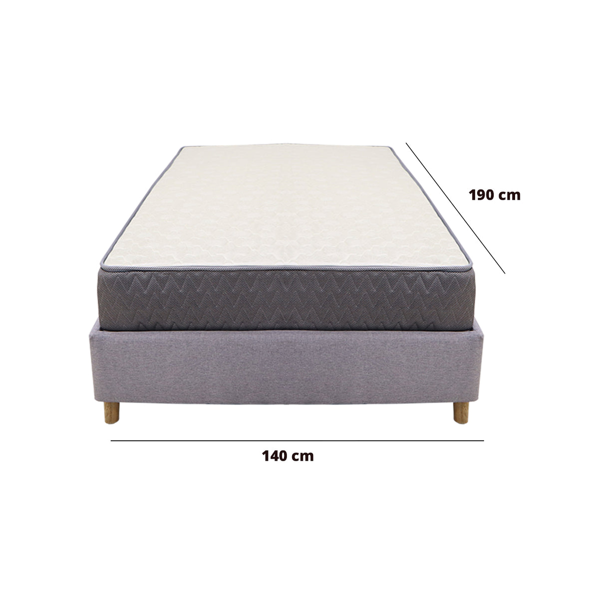 Combo Base Cama y Colchón Tanner Gris Claro 140x190cm Doble - Camas | Bylmo