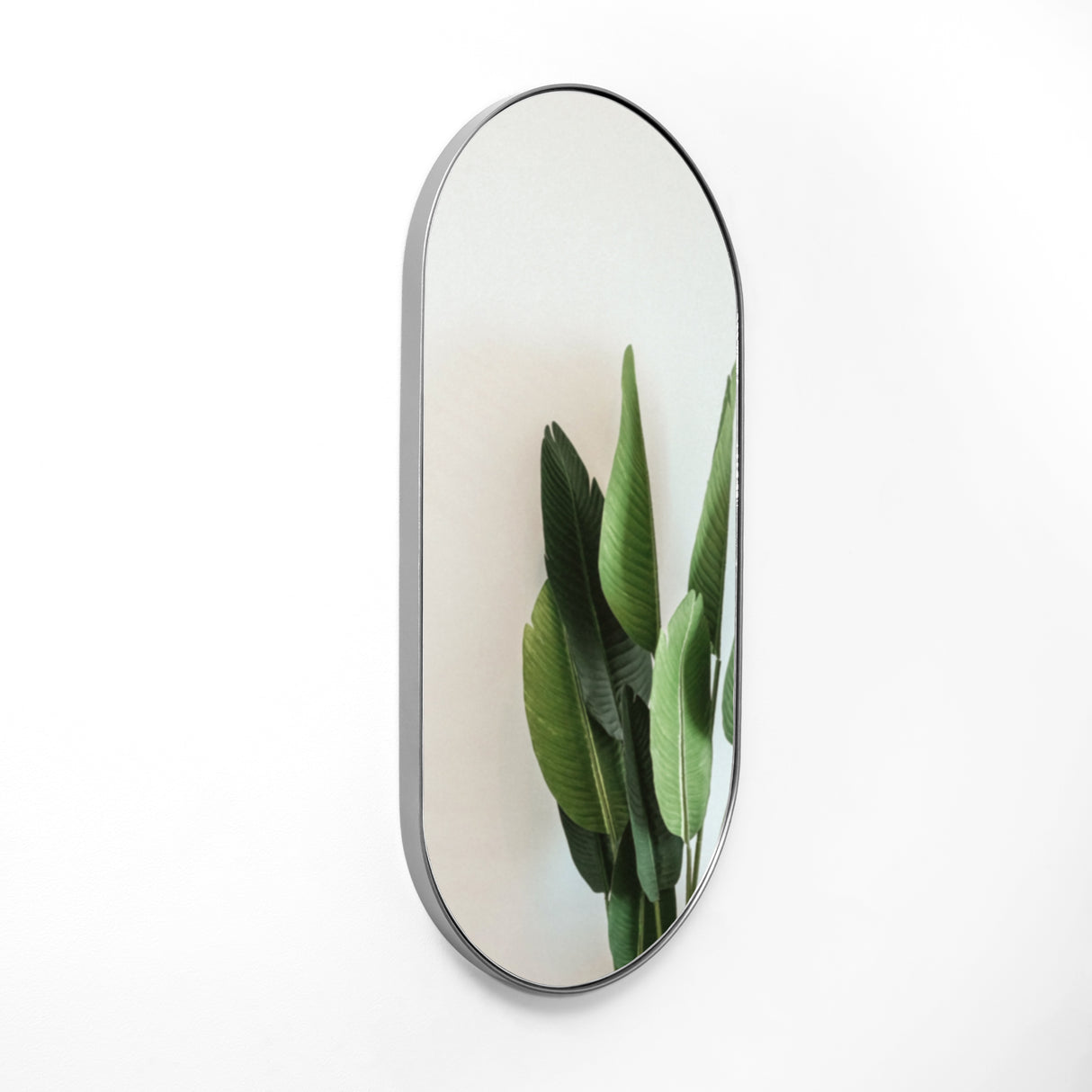 Espejo de Pared Plata 80x180cm Ovalado con Marco Metalico - ESPEJOS DE PARED | Bylmo