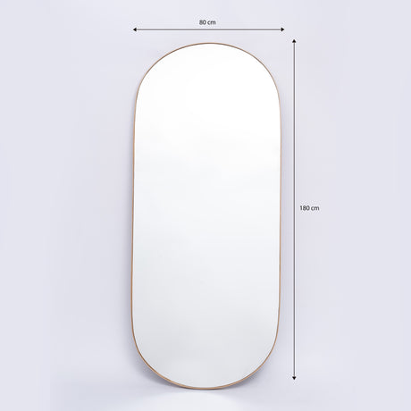 Espejo de Pared Plata 80x180cm Ovalado con Marco Metalico - ESPEJOS DE PARED | Bylmo