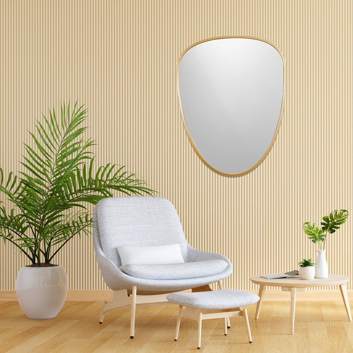 Espejo Niza Asimétrico Dorado 70x90cm con Marco en Madera MDF - Espejos Decorativos | Bylmo