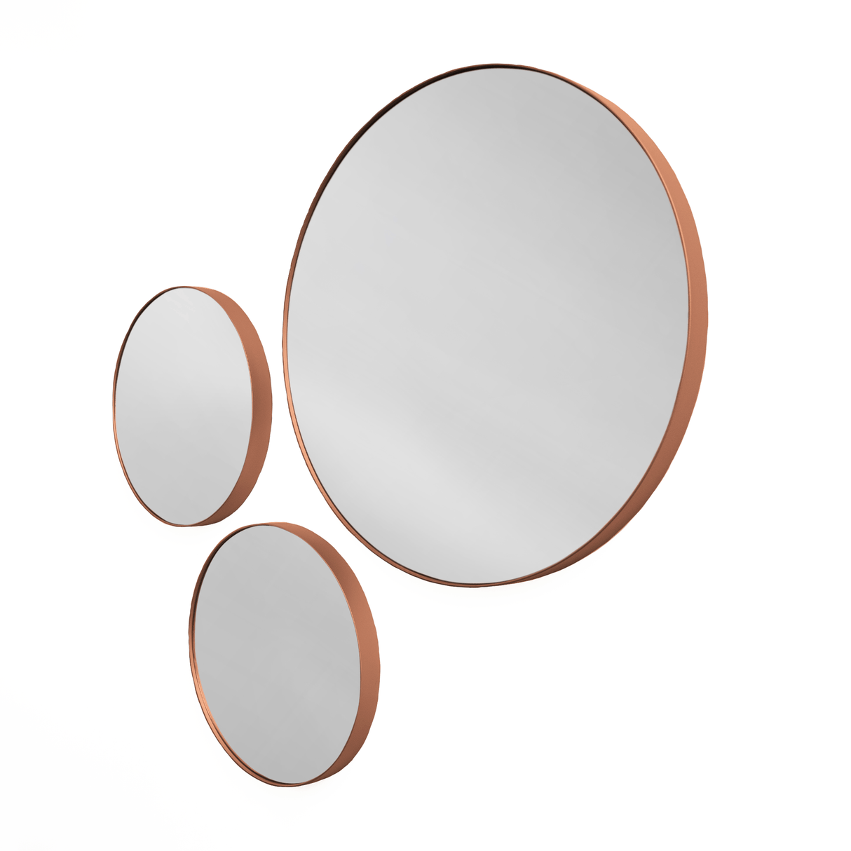 Set x 3 Espejos Visee Redondo Cobre 60x60cm con Marco Metálico - Espejos Decorativos | Bylmo