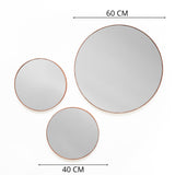 Set x 3 Espejos Visee Redondo Cobre 60x60cm con Marco Metálico - Espejos Decorativos | Bylmo