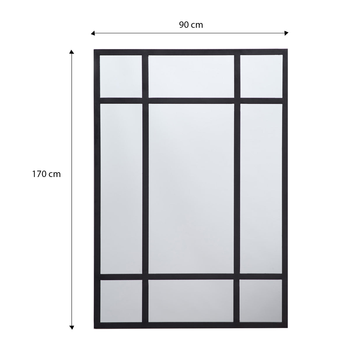 Espejo Visee Rectangular Negro 90x170cm con Marco Metálico - Espejos Decorativos | Bylmo