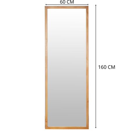 Espejo Dallas Rectangular 60x160cm con Marco en Madera Clara Natural - Espejos Decorativos | Bylmo