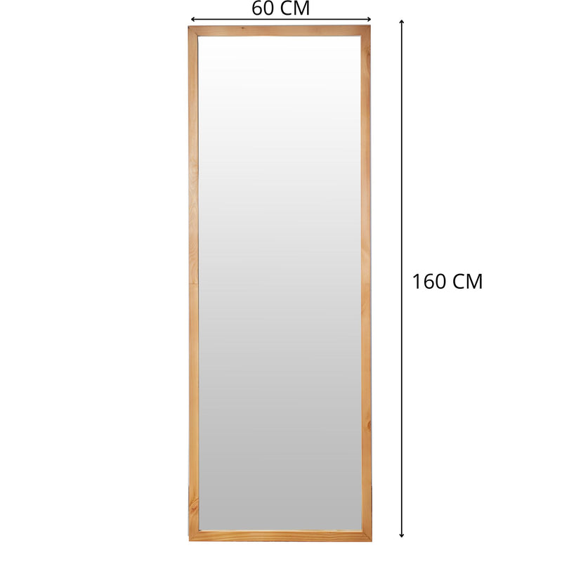 Espejo Dallas Rectangular 60x160cm Con Marco En Madera Clara Natural