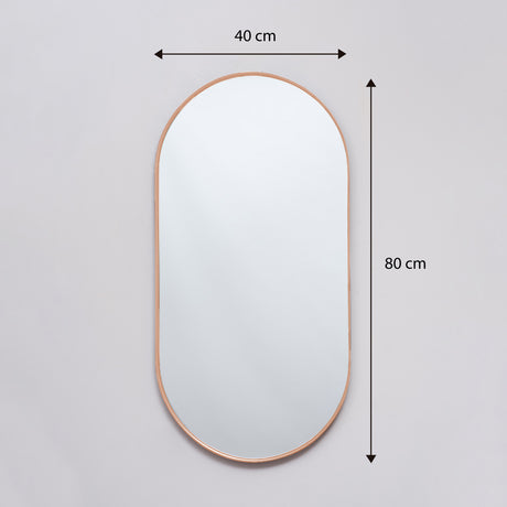 Espejo Lyon Ovalado Cobre 40x80cm con Marco Metálico - Espejos Decorativos | Bylmo