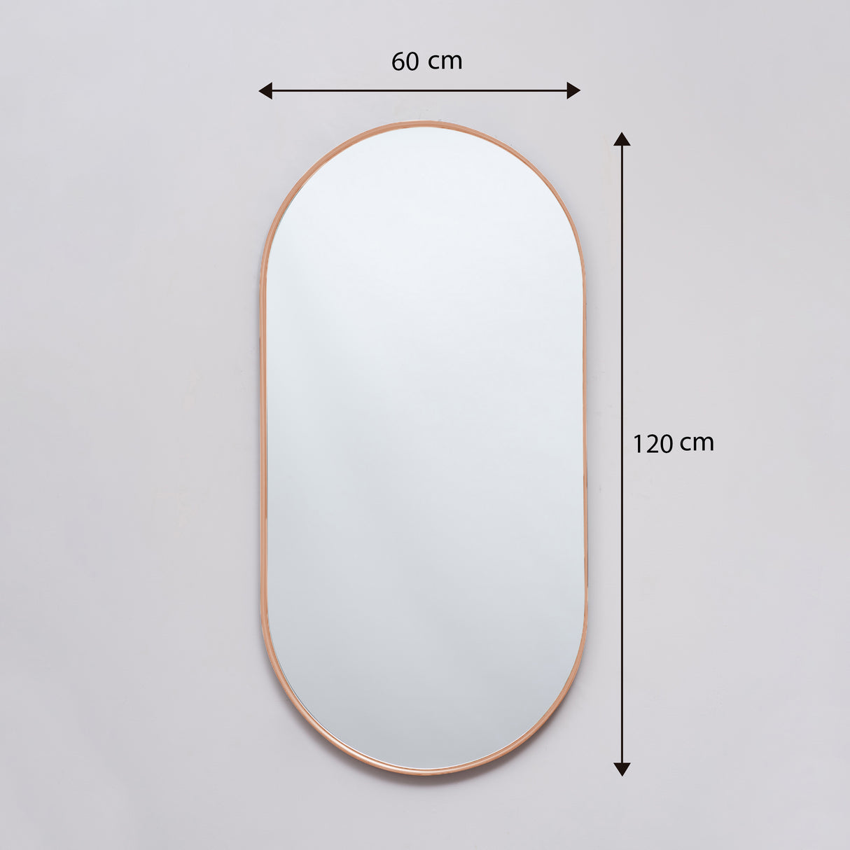 Espejo Lyon Ovalado Cobre 60x120cm con Marco Metálico - Espejos Decorativos | Bylmo