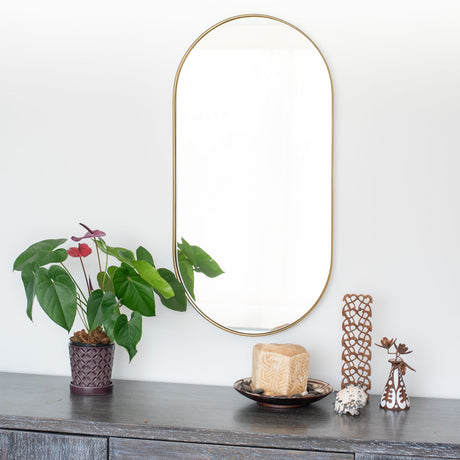 Espejo Lyon Ovalado Dorado 60x120cm con Marco Metálico - Espejos Decorativos | Bylmo