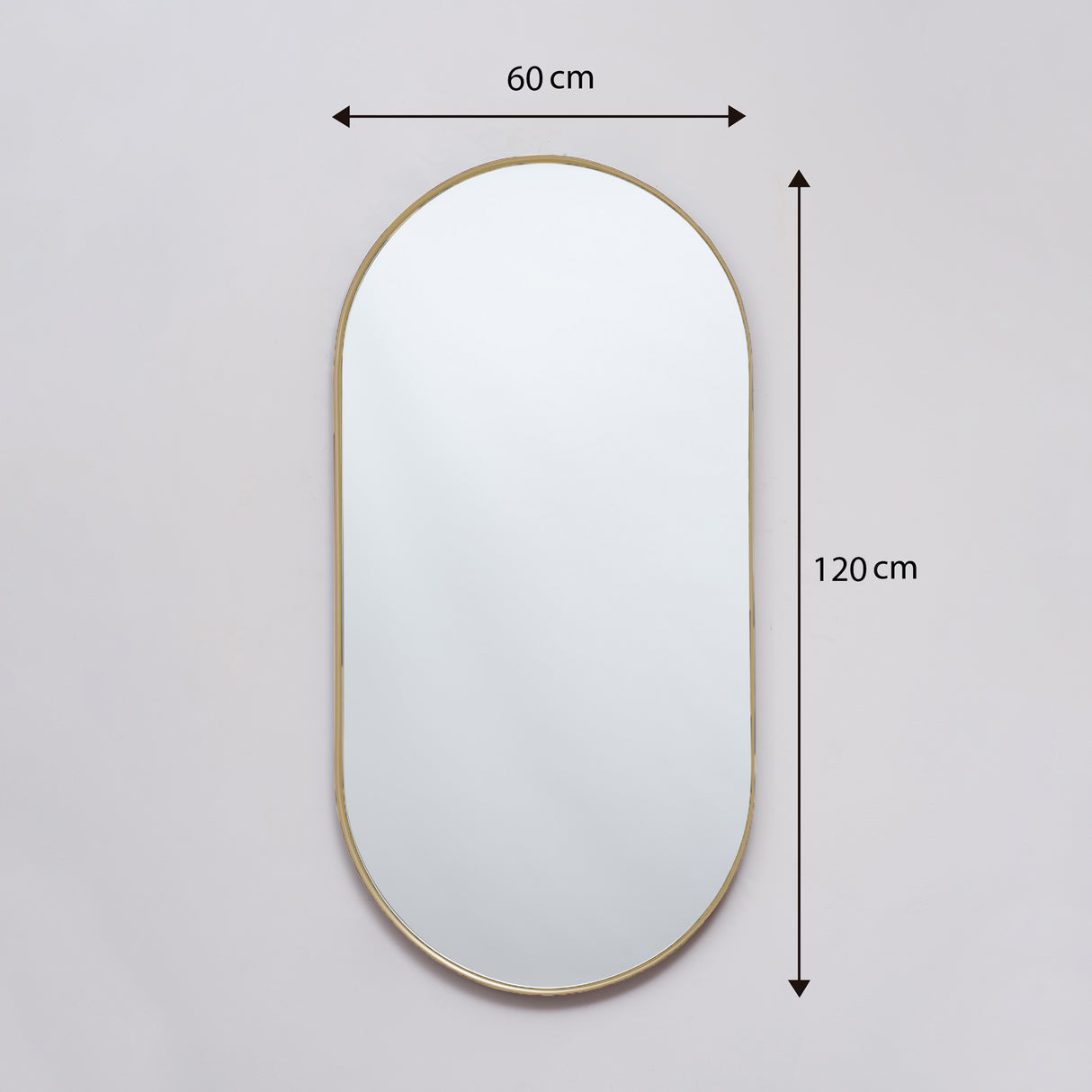 Espejo Lyon Ovalado Dorado 60x120cm con Marco Metálico - Espejos Decorativos | Bylmo