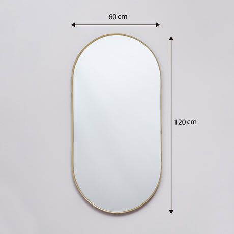 Espejo Lyon Ovalado Dorado 60x120cm con Marco Metálico - Espejos Decorativos | Bylmo