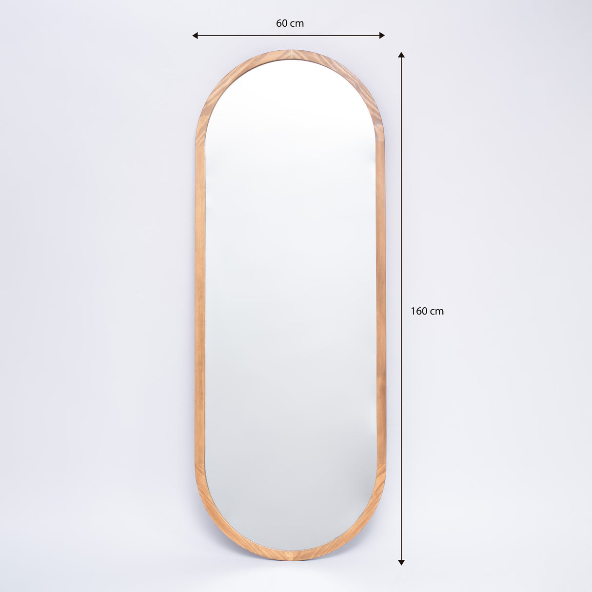 Espejo Arya Ovalado 60x160cm con Marco en Madera Clara Natural - Espejos Decorativos | Bylmo