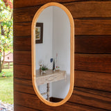 Espejo Visee Ovalado 40x80cm con Marco en Madera Clara Natural - Espejos Decorativos | Bylmo