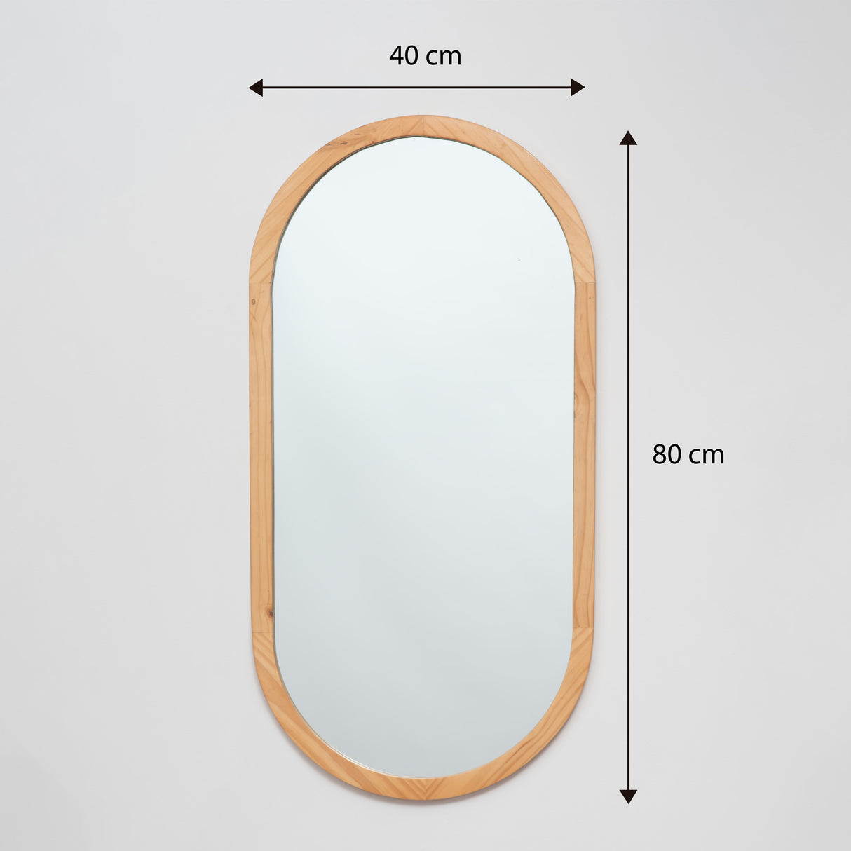 Espejo Visee Ovalado 40x80cm con Marco en Madera Clara Natural - Espejos Decorativos | Bylmo