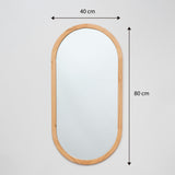 Espejo Visee Ovalado 40x80cm con Marco en Madera Clara Natural - Espejos Decorativos | Bylmo