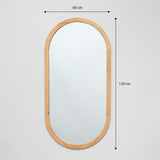 Espejo Visee Ovalado 60x120cm con Marco en Madera Clara Natural - Espejos Decorativos | Bylmo
