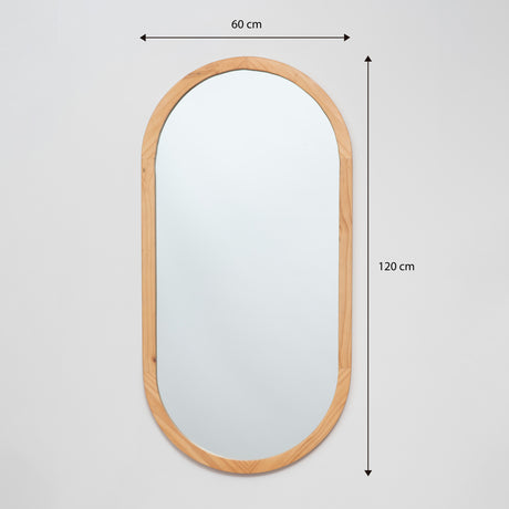 Espejo Visee Ovalado 60x120cm con Marco en Madera Clara Natural - Espejos Decorativos | Bylmo