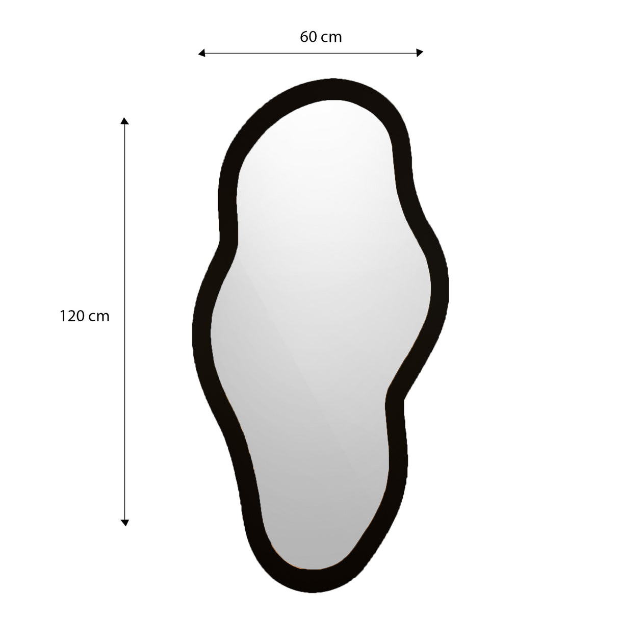 Espejo Monet Asimétrico Negro 60x120cm con Marco en Madera MDF - Espejos Decorativos | Bylmo