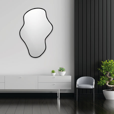 Espejo Moscú Asimétrico Negro 80x120cm con Marco en Madera MDF - Espejos Decorativos | Bylmo