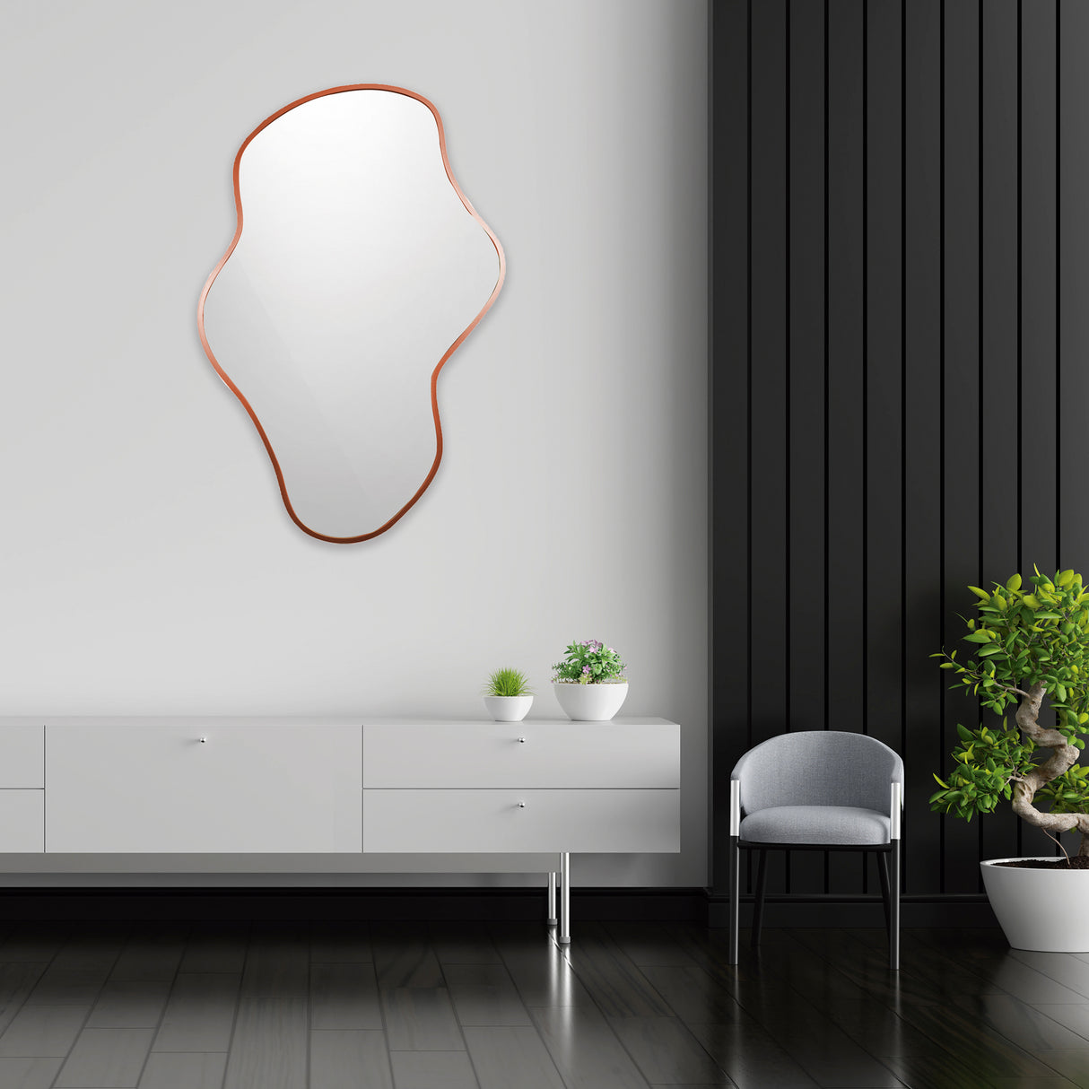 Espejo Moscú Asimétrico Cobre 80x120cm con Marco en Madera MDF - Espejos Decorativos | Bylmo