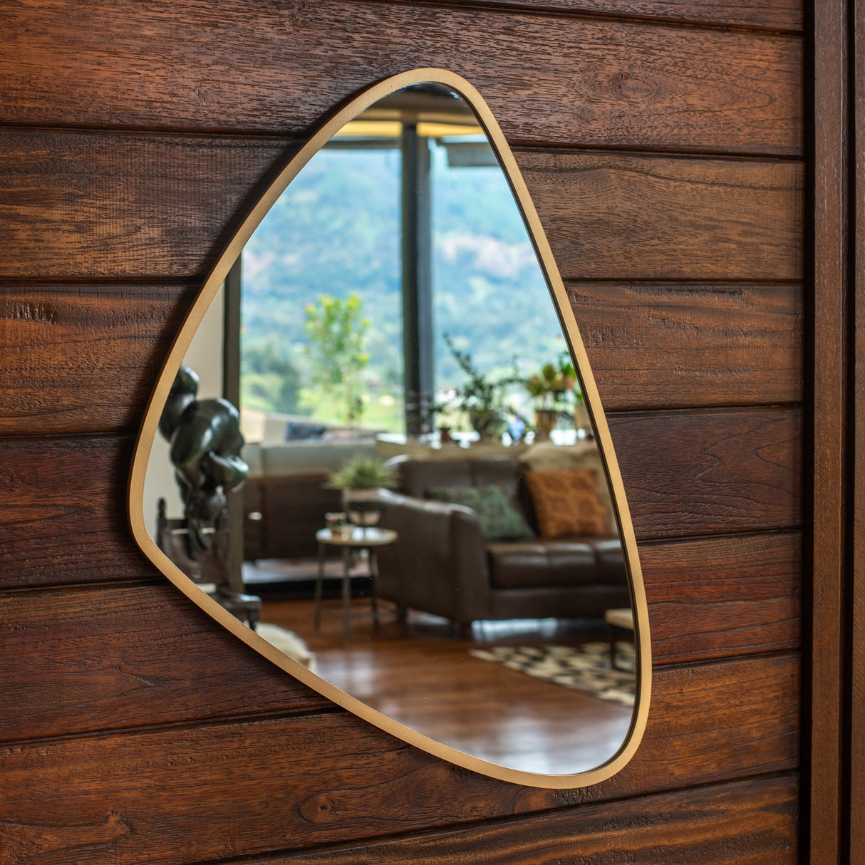 Espejo Visee Asimétrico Dorado 60x80cm con Marco en Madera - Espejos Decorativos | Bylmo