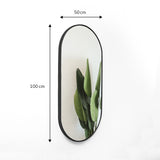 Espejo Visee Ovalado Negro 50x100cm con Marco Metálico - Espejos Decorativos | Bylmo