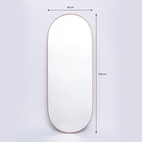 Espejo Visee Ovalado Cobre 60x160cm con Marco Metálico - Espejos Decorativos | Bylmo