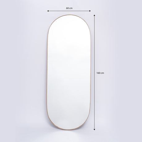 Espejo de Pared Plata 60x160cm Ovalado con Marco Metalico - ESPEJOS DE PARED | Bylmo