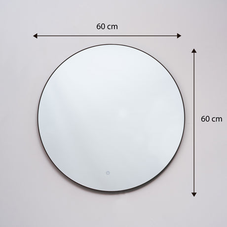 Espejo Visee Redondo Negro 60x60cm con Luz Led y Marco Metálico - Espejos Decorativos | Bylmo