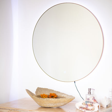 Espejo Visee Redondo Cobre 80x80cm con Luz Led y Marco Metálico - Espejos Decorativos | Bylmo