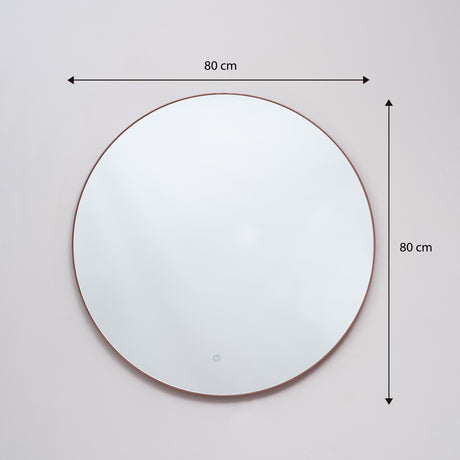 Espejo Visee Redondo Cobre 80x80cm con Luz Led y Marco Metálico - Espejos Decorativos | Bylmo