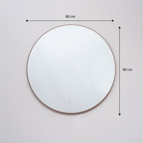 Espejo Visee Redondo Dorado 80x80cm con Luz Led y Marco Metálico - Espejos Decorativos | Bylmo