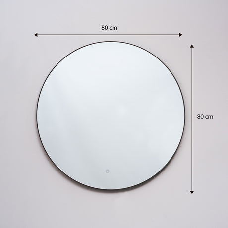 Espejo Visee Redondo Negro 80x80cm con Luz Led y Marco Metálico - Espejos Decorativos | Bylmo