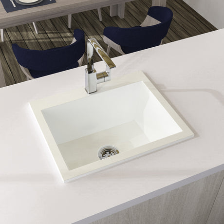 Lavaplatos Koa Sencillo Blanco Brillante 51x22cm Sobrepuesto - Lavaplatos | Bylmo