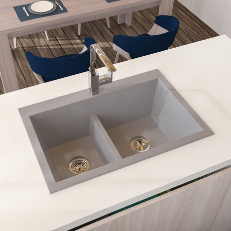 Lavaplatos Koa Doble Niebla Brillante 56x25.6cm Sobrepuesto - Lavaplatos | Bylmo