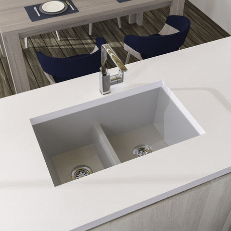 Lavaplatos Koa Doble Niebla Brillante 56x25.6cm Sobrepuesto - Lavaplatos | Bylmo