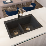 Lavaplatos Koa Doble Negro Brillante 56x25.6cm Sobrepuesto - Lavaplatos | Bylmo