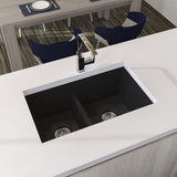 Lavaplatos Koa Doble Negro Brillante 56x25.6cm Sobrepuesto - Lavaplatos | Bylmo