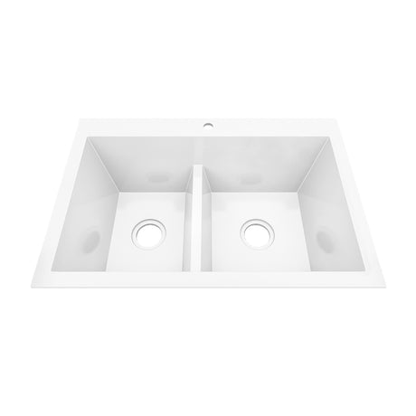 Lavaplatos Koa Doble Blanco Brillante 56x25.6cm Sobrepuesto - Lavaplatos | Bylmo