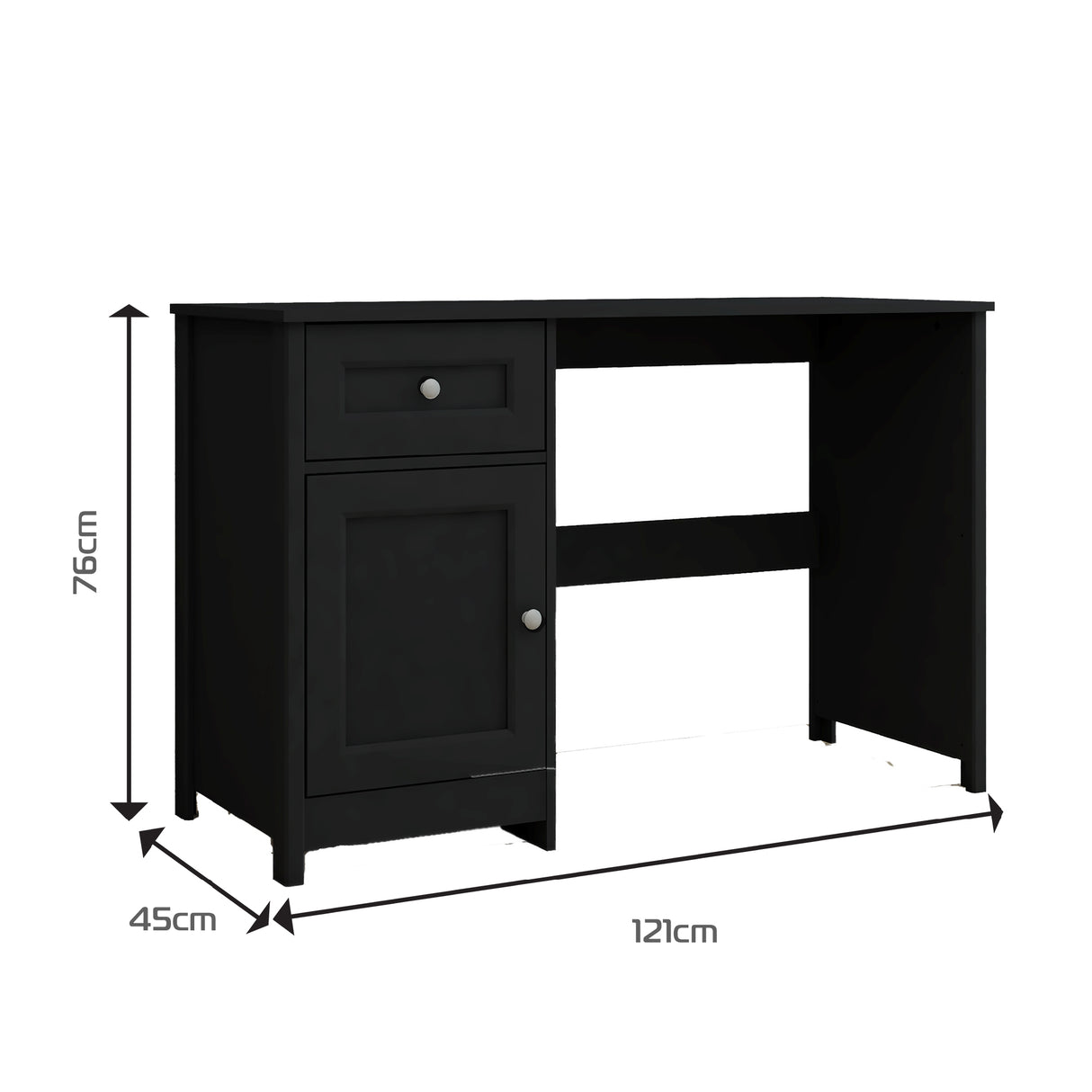 Escritorio Elva Negro 132x3cm con Un Cajón - Escritorios | Bylmo