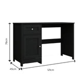 Escritorio Elva Negro 132x3cm con Un Cajón - Escritorios | Bylmo